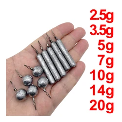 2.5/3.5/5/7/10/14/20g Inverted fishing lead drop post shape round anti-hanging bottom