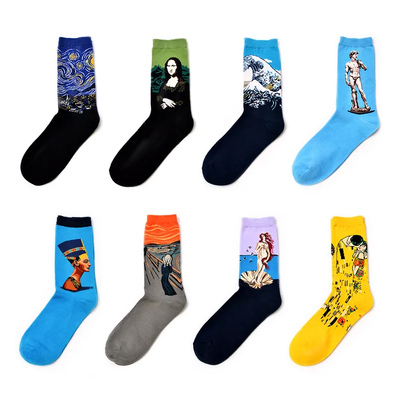 Hot Dropshipping Autumn winter Retro Women New Art Van Gogh Mural World Famous Oil Painting Series Men Socks Funny Socks