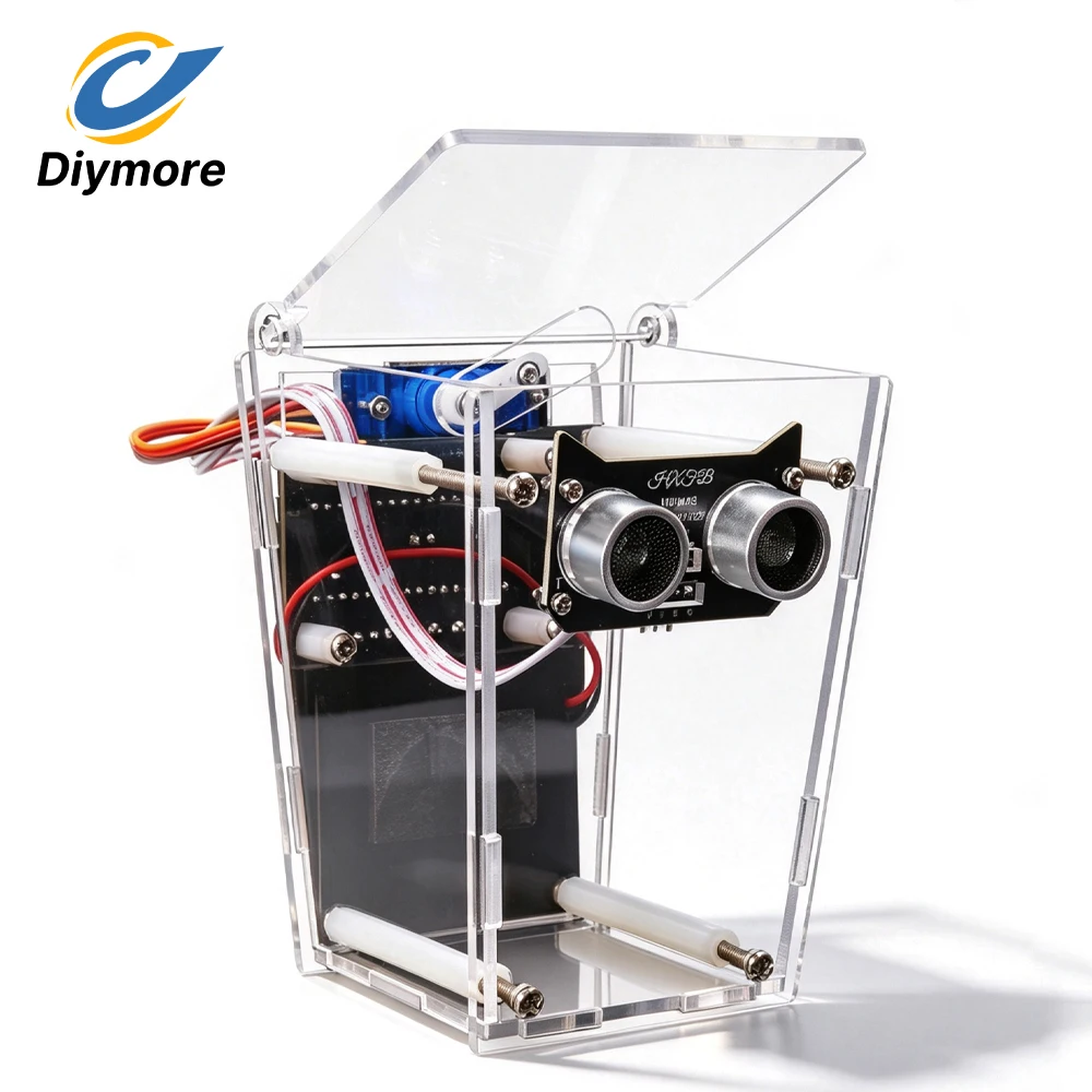 5V Smart Trash Can Electronic DIY Kit Ultrasonic Sensor Auto Open‑Close Lid HXFB Graphical Programming For Student STEM Project