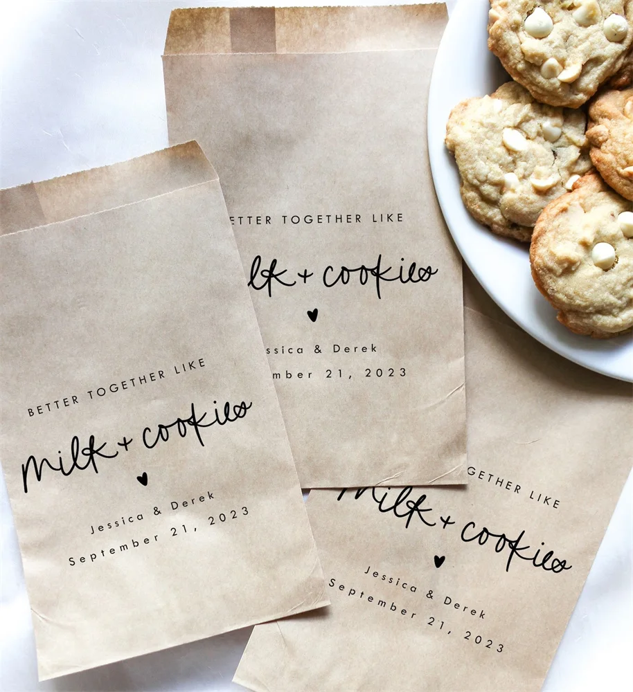 50 Better Together Like Milk and Cookies || Personalized wedding favor bag, Cookie bag, Reception favor bag