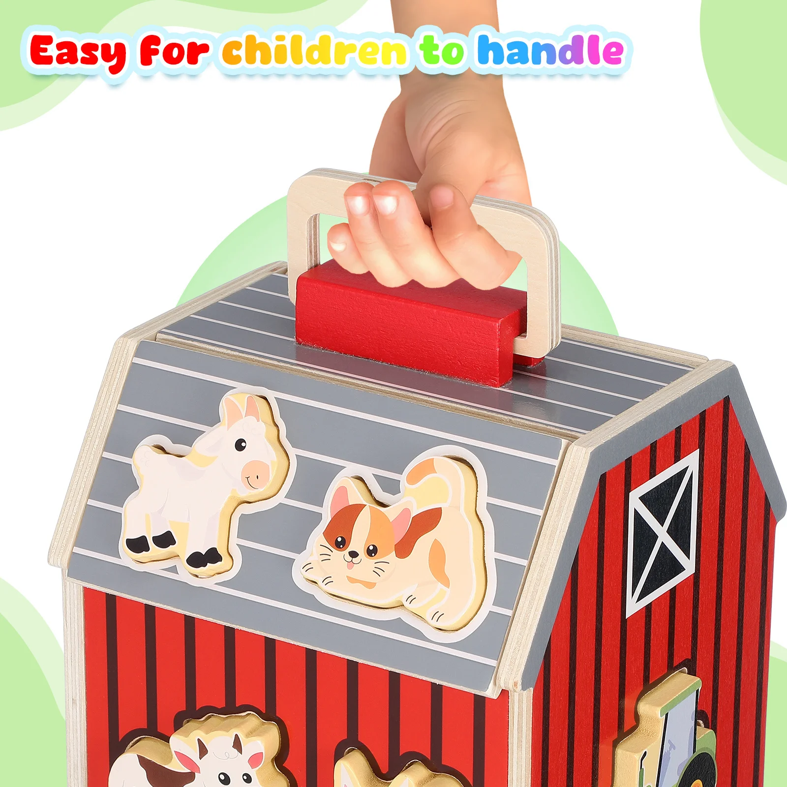 1Set Holz-Spielset mit Nutztieren für Kleinkinder im Alter von 2–5 Jahren, für Kinder im Vorschulalter, Montessori-Bildung, Entwicklung, vielseitige Nutzung im Innenbereich