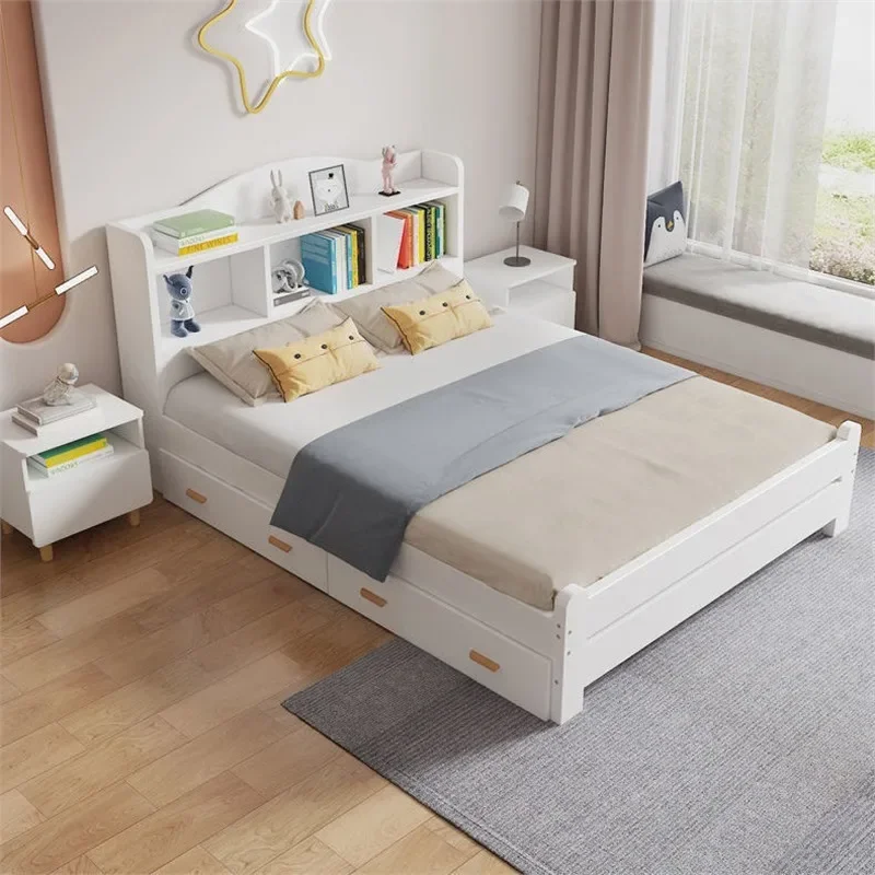 سرير بسيط وحديث من الخشب الصلب، منزل، سرير رف الكتب #5