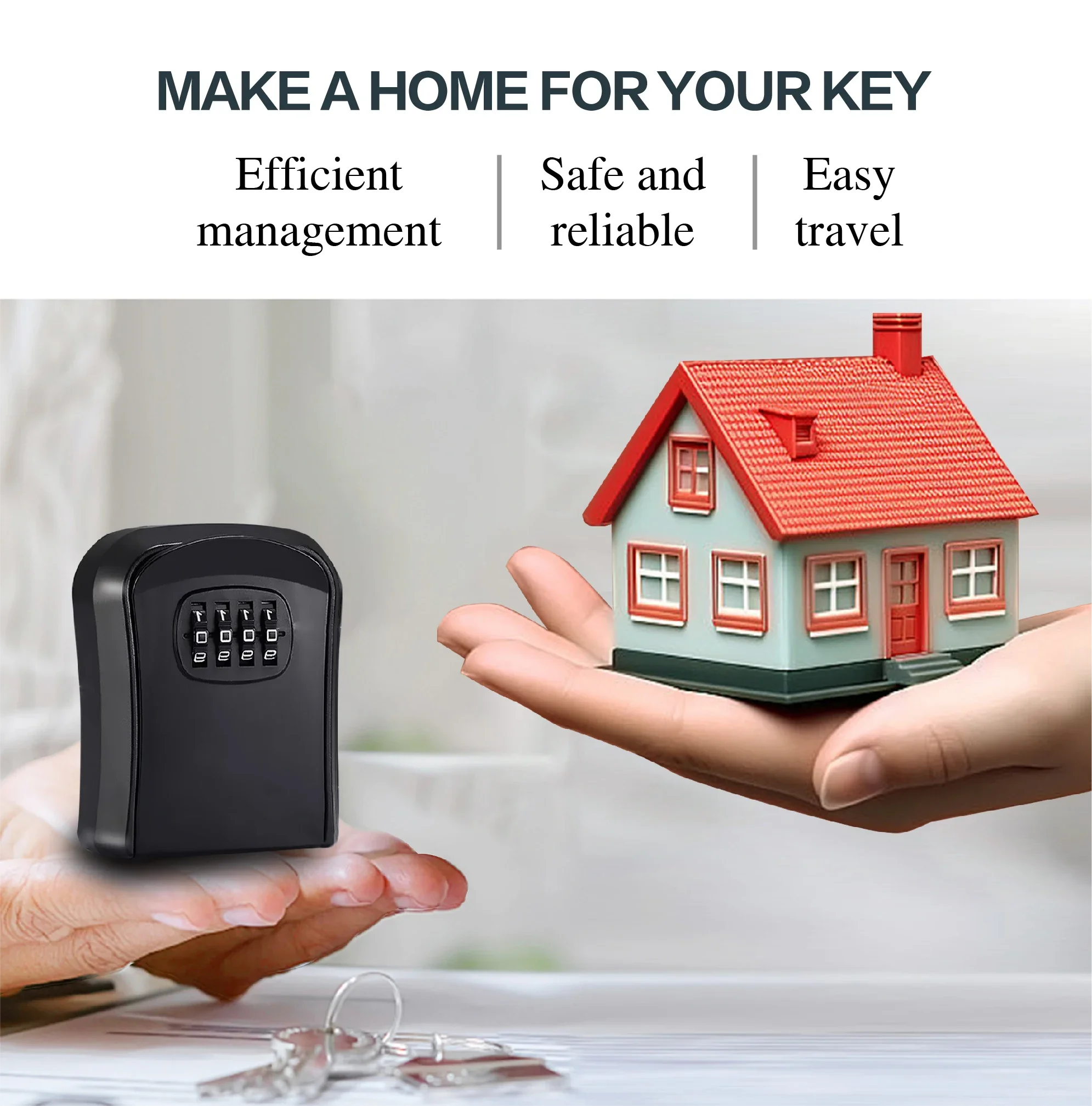 Key Keeper Combination Lock Wall Mounted Waterproof 4 Digits Passwords 5 Keys Storage Box Easy to Fix Home Or Office