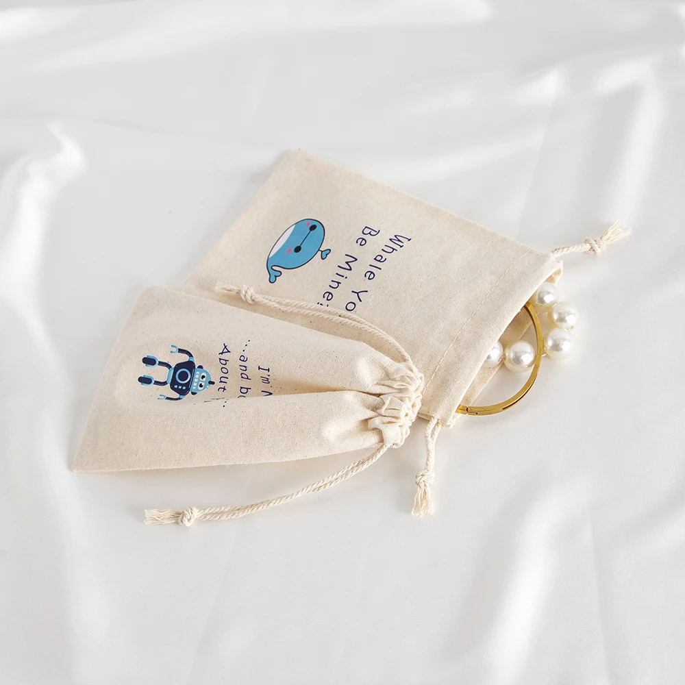 5 Stück Schmuckbeutel mit Kordelzug aus Musselin-Baumwoll-Canvas, Valentinstag-Geschenkbeutel für Süßigkeiten, Geschenke und Leckereien, Tasche für Kinder und Jungen, Partygeschenke – Detail 10
