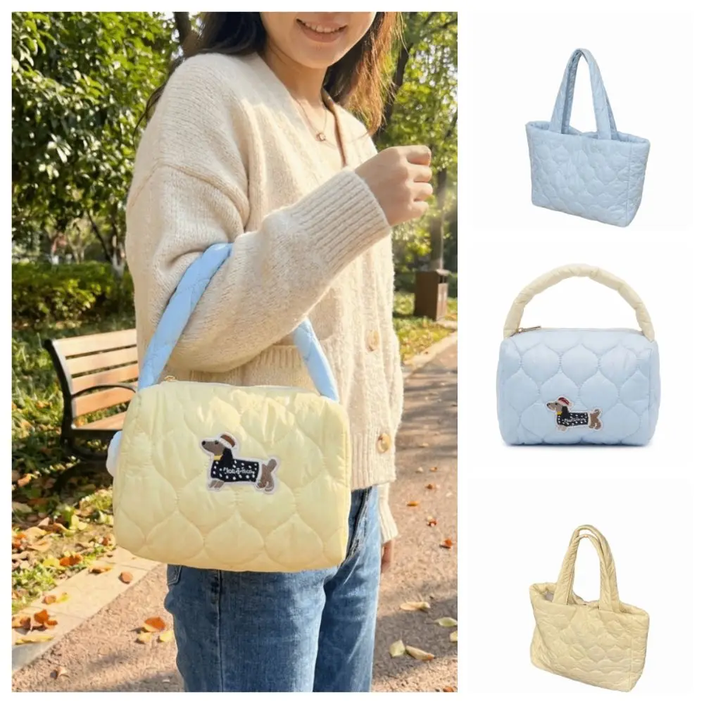 Down Handbag Portable Large Capacity Shoulder Bag Durable Quilted Tote Bag Lovely Creative Lunch Bag Outdoor use