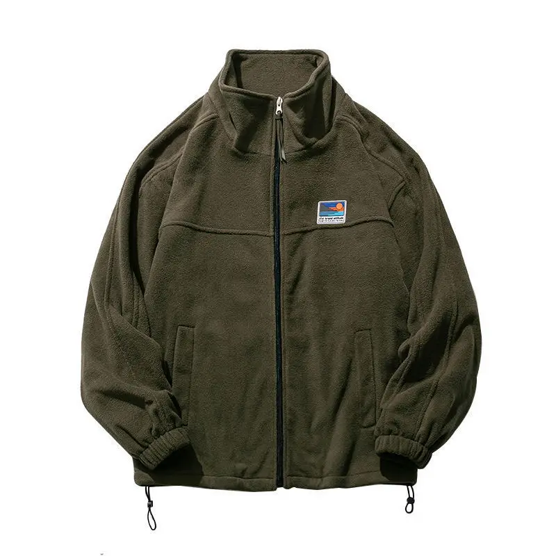 Blouson matelassé en velours polaire pour homme, style décontracté automne-hiver, col montant, ferme