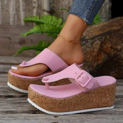 Women Platform High Heels Slippers  Female Clip Toe Flip Flops Shoes Wedges Sandals 2024 Summer Fashion New Slides Pumps Zapatos