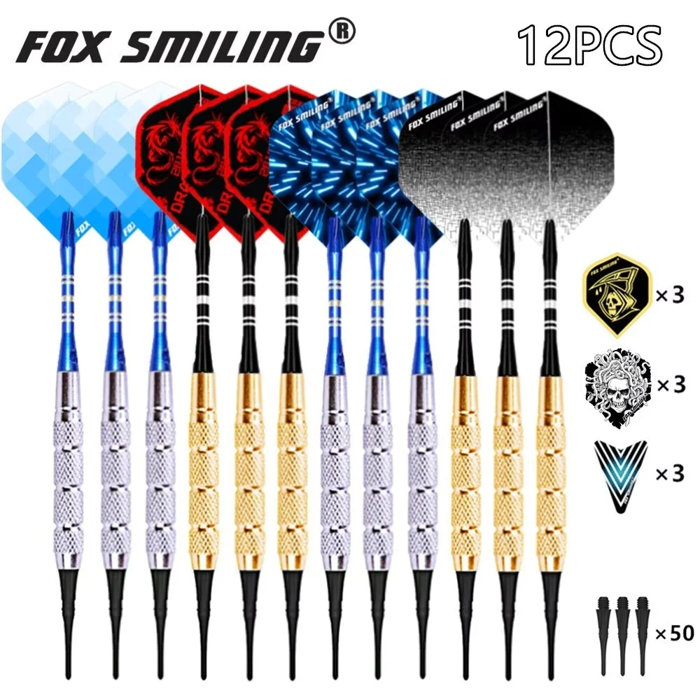 

12PCS Fox Smiling 18g Electronic Soft Darts With Aluminum Darts Shafts