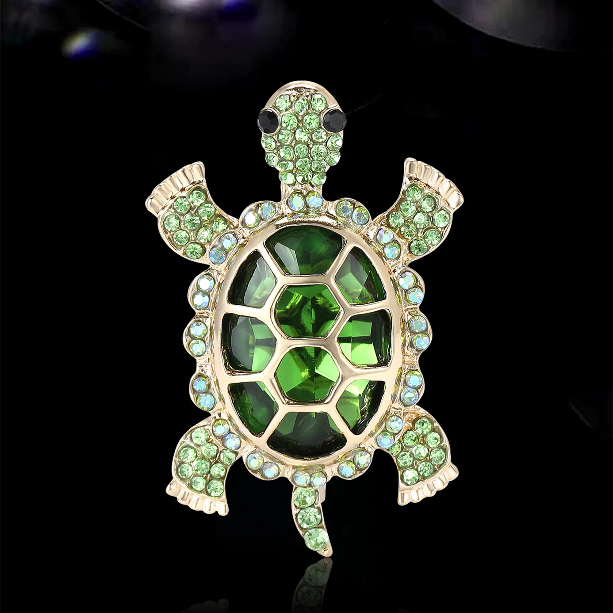 Trendy Rhinestones Turtles Brooches for Women Unisex Enamels Animals Pins Badges Office Party Backpack Gifts Jewelry Accessories