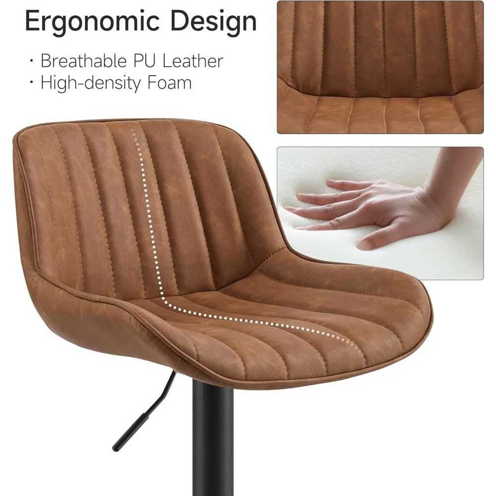 مجموعة مقاعد البار مكونة من 4 قطع، مقعد مرتفع قابل للتعديل من الجلد الصناعي الحديث لمنتصف القرن، كرسي بار للحانة بارتفاع عداد. #4