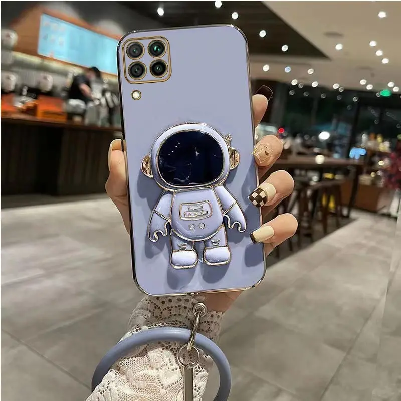 Astronaut Bracelet Plating Phone Holder Case For Huawei Honor 10 20 Lite 30s Play 3 4 5t 4t 6t 8X Max X8 X9 9X Pro Y9s 7x Cover