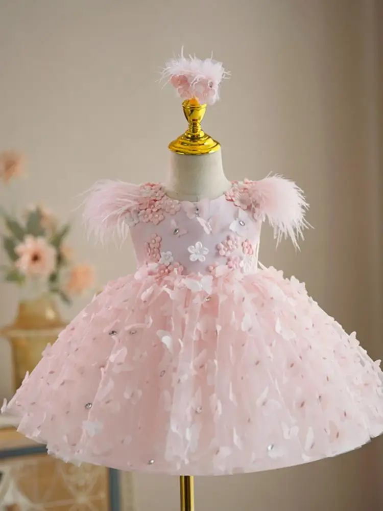 2024 Festive Dress for Girl Baby Evening Dresses Children Lux Princess Appliques Ball Gown for Weddings Teens Christmas Costume