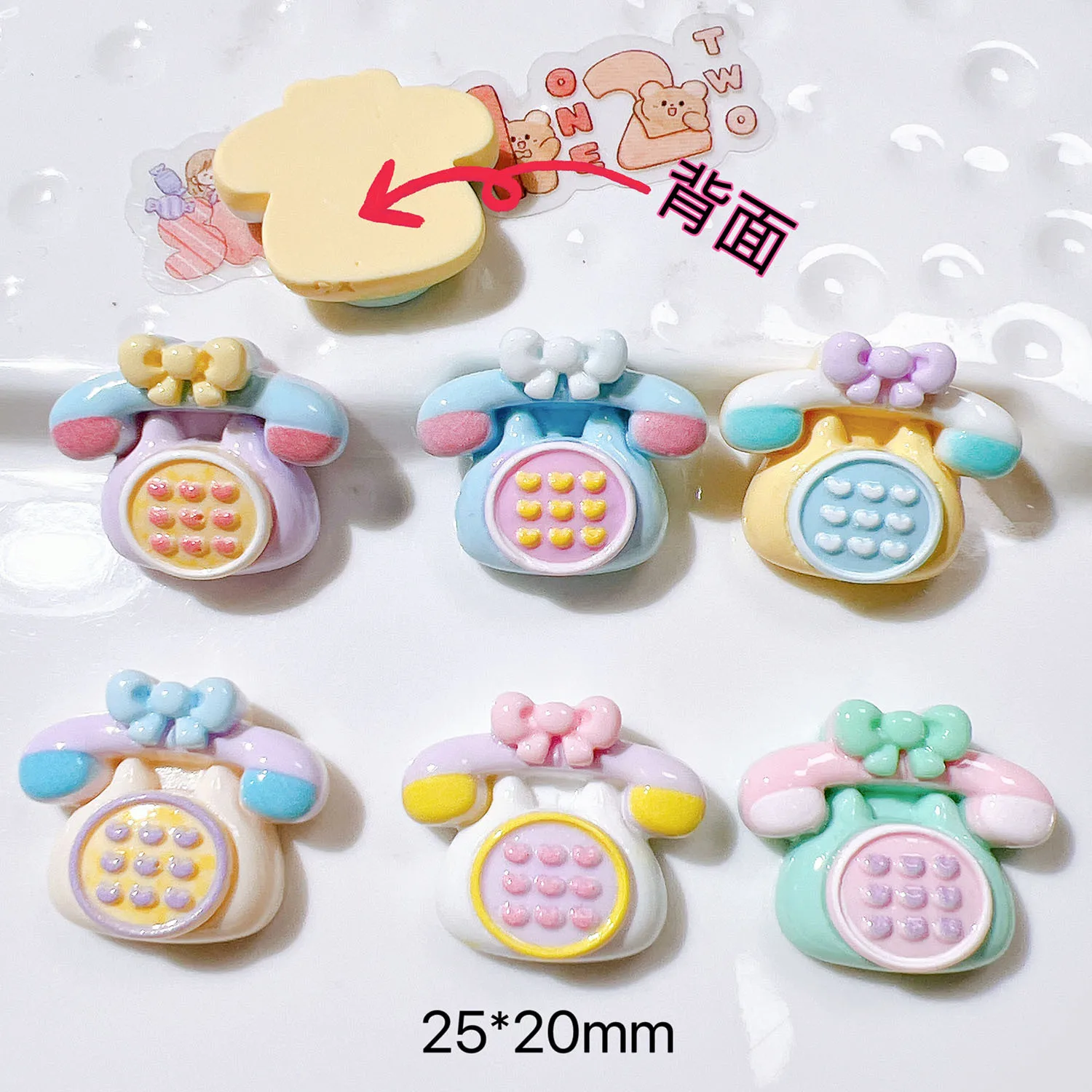 100pcs Kawaii Vintage Telephone Flatback Resin Cabochon Charm DIY Scrapbooking Decoration Dollhouse Accessories