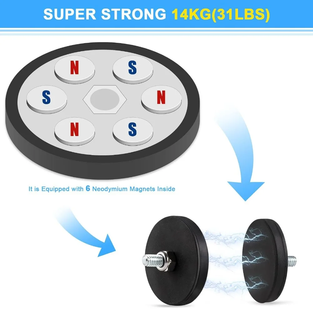 C43/66/88 Neodym-Magnet, gummiert, Montagemagnete, schwarzer Bolzenmagnet, lackierte Oberfläche mit Schrauben und Muttern für Kamera-Werkzeuge – Detail 3