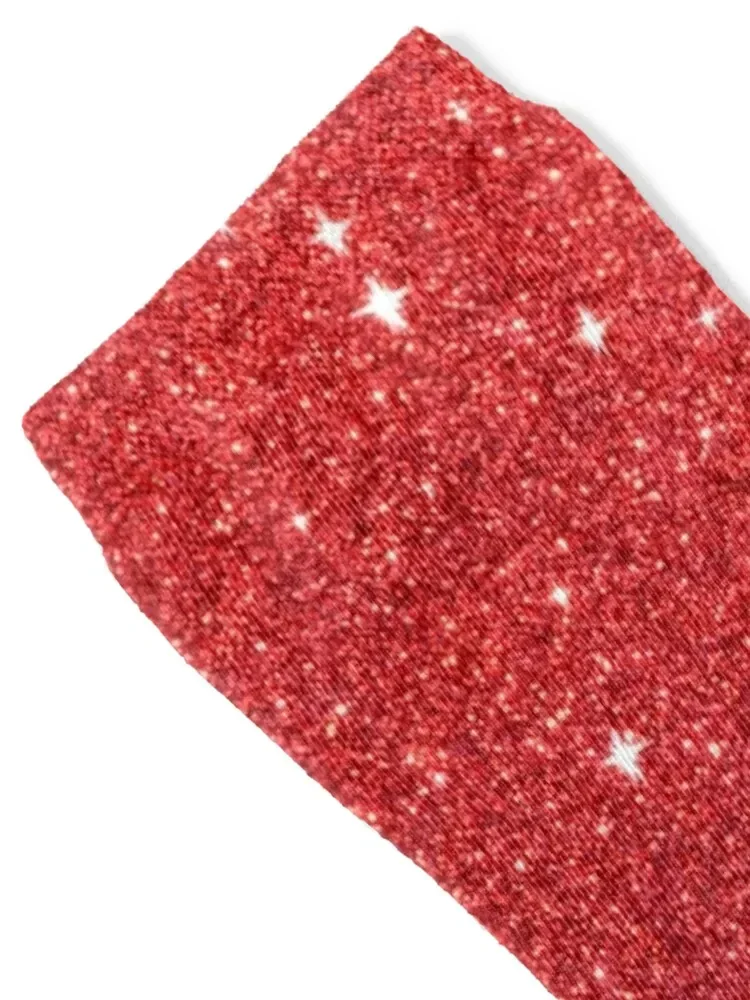 Soft Red Glittery Princess Valentine Bling Faux Glitter Sparkles Socks hockey Stockings man Novelties man Socks Woman Men's