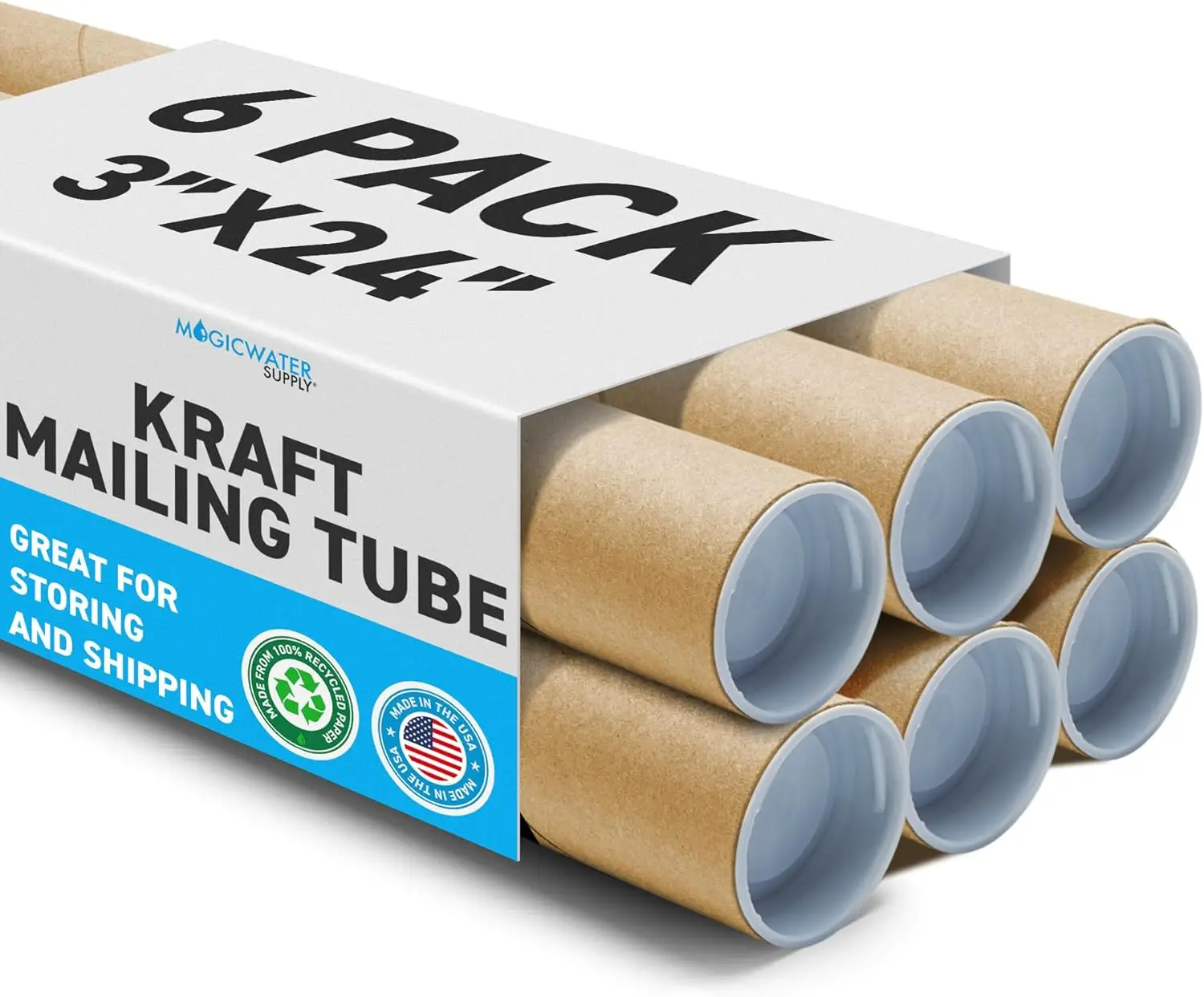 

3x24 Kraft Mailing Tubes 6-Pack for Posters & Art Shipping