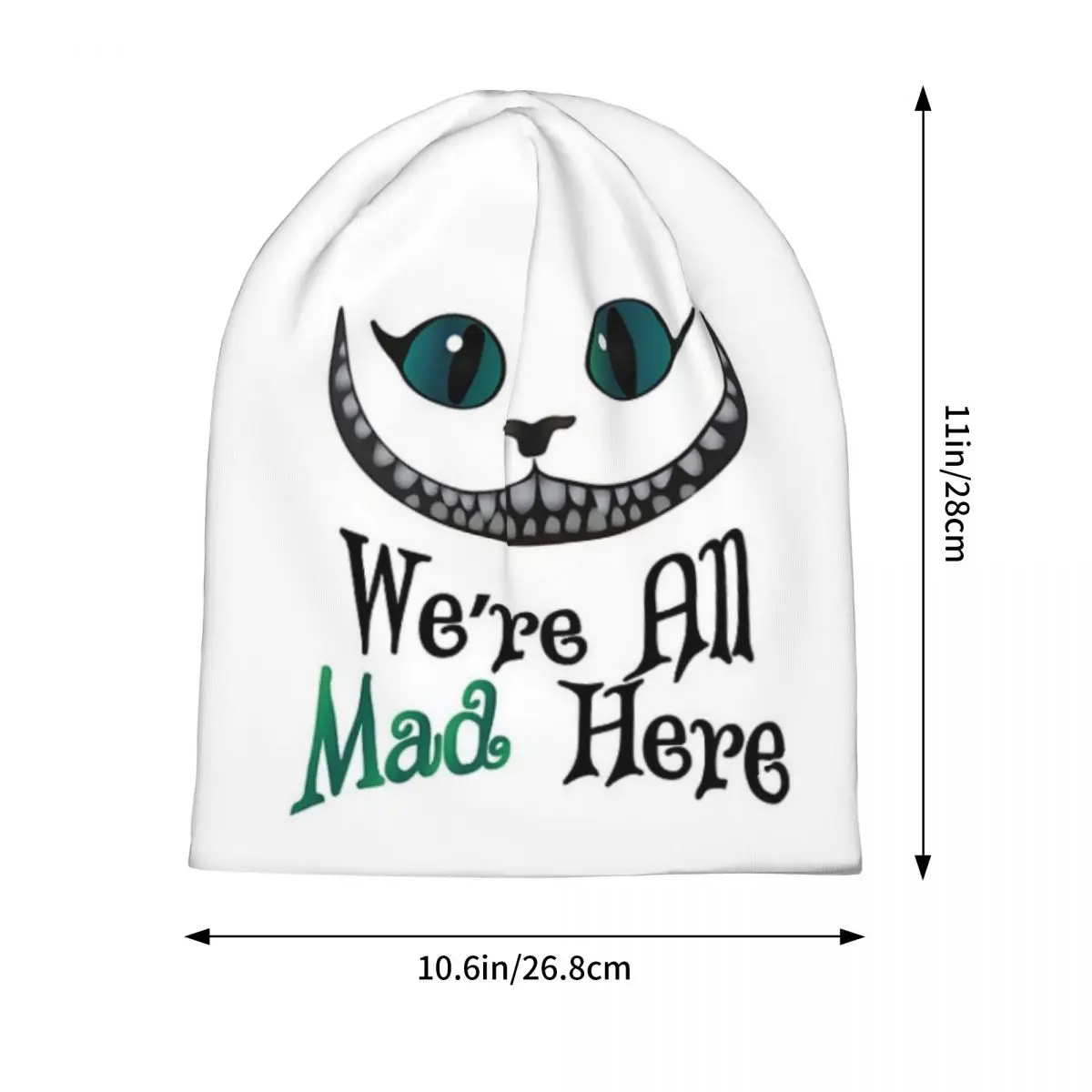 Cheshire Alice Cats We Re All Mad Here Warm Knitted Cap Fashion Bonnet Hat Autumn Winter Outdoor Beanies Hats for Unisex Adult