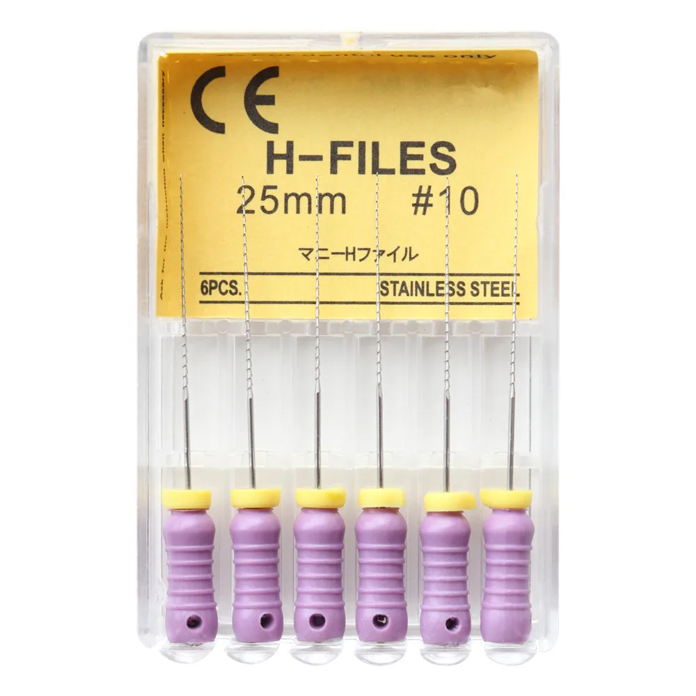 6pcs/Pack Dental Endodontic H-FILE 21/25/31mm Stainless Steel Endo Root Canal Files Hand Use HEDSTROEM Dentist Products Tools