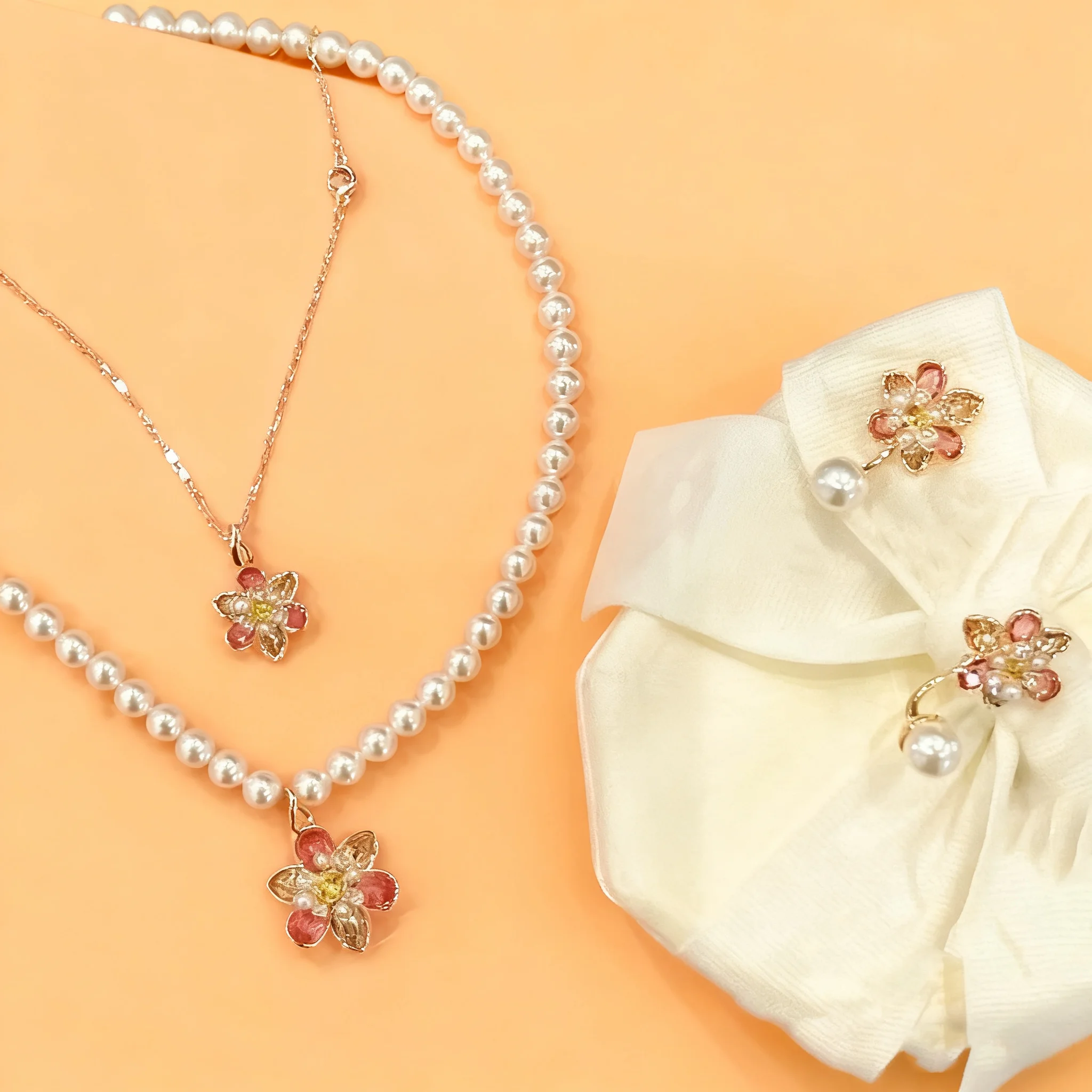 

Цветочное ожерелье, женские нишевые дизайнерские серьги, высококачественный браслет, комплект украшений