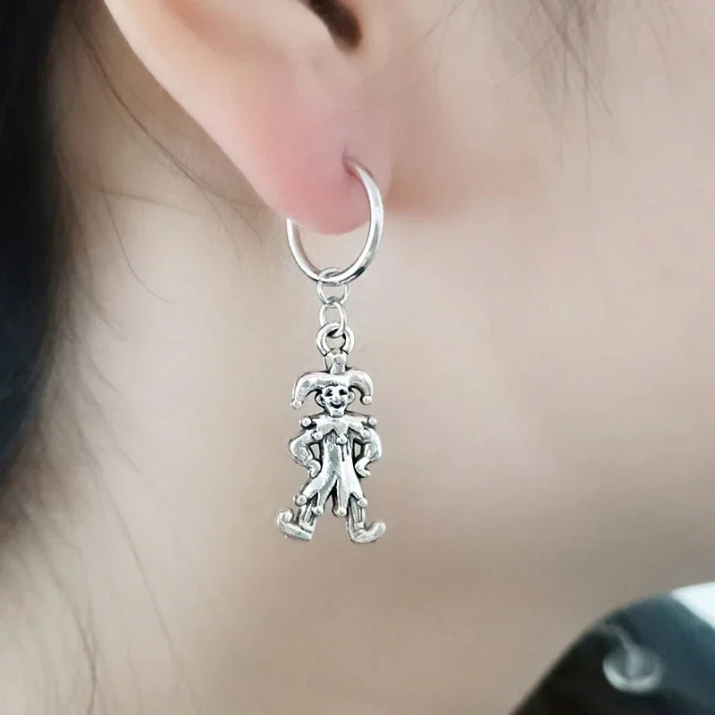 SOHOT Silver Color Alloy Microphone Fries China Character Cake Clown Pendant Women Drop Earrings Charming Christmas Day Jewelry