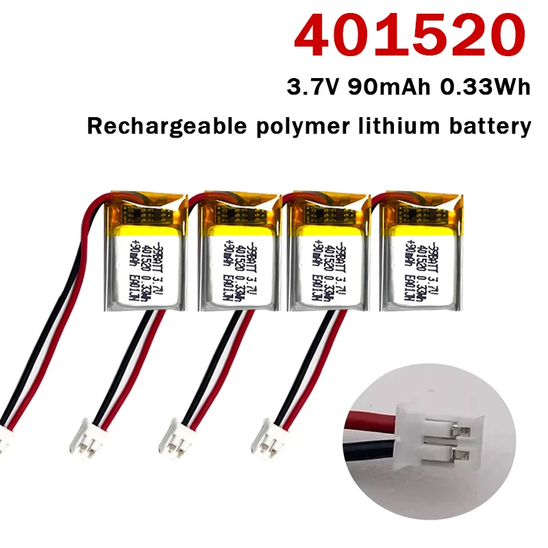 

401520 Battery 3.7V 90mAh Rechargeable Polymer Lithium Batteries for Bluetooth Headset Wireless Mouse Handheld GPS Toys MP3 MP4