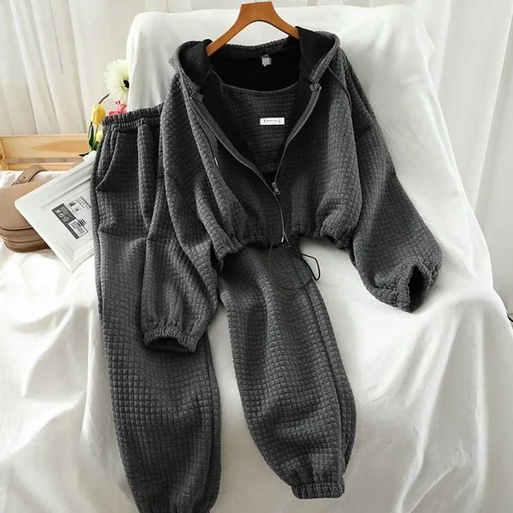 

Women Autumn Winter Sport Outfit Women Vest Coat Pants Set Stylish Women's Autumn Winter Sport Outfit Sling Vest Hooded Coat