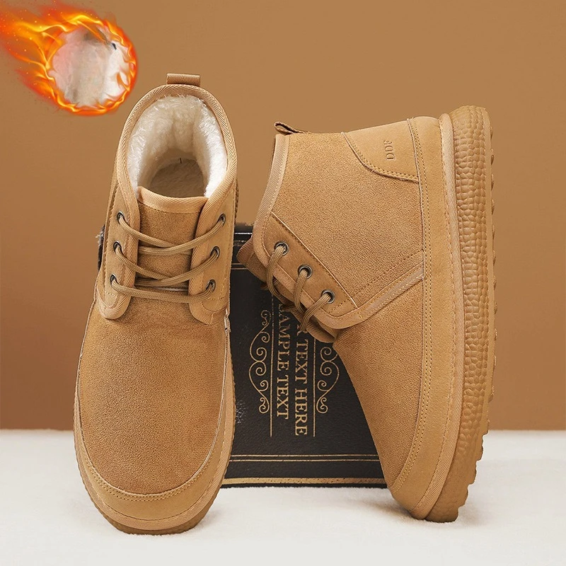 الشتاء عالية أعلى رجل حذاء من الجلد موضة أحذية الثلوج مقاوم للماء أفخم الدافئة في الهواء الطلق الذكور أحذية قطنية منصة لينة الأحذية مع الفراء #2