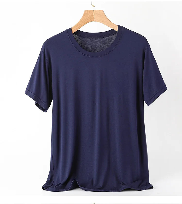 Modal Herren Kurzarm T-Shirt Frühling Solide Sportbekleidung Übergroße Loose Fit Halbarm Sweatshirt Grau Pyjama Homewear – Detail 9