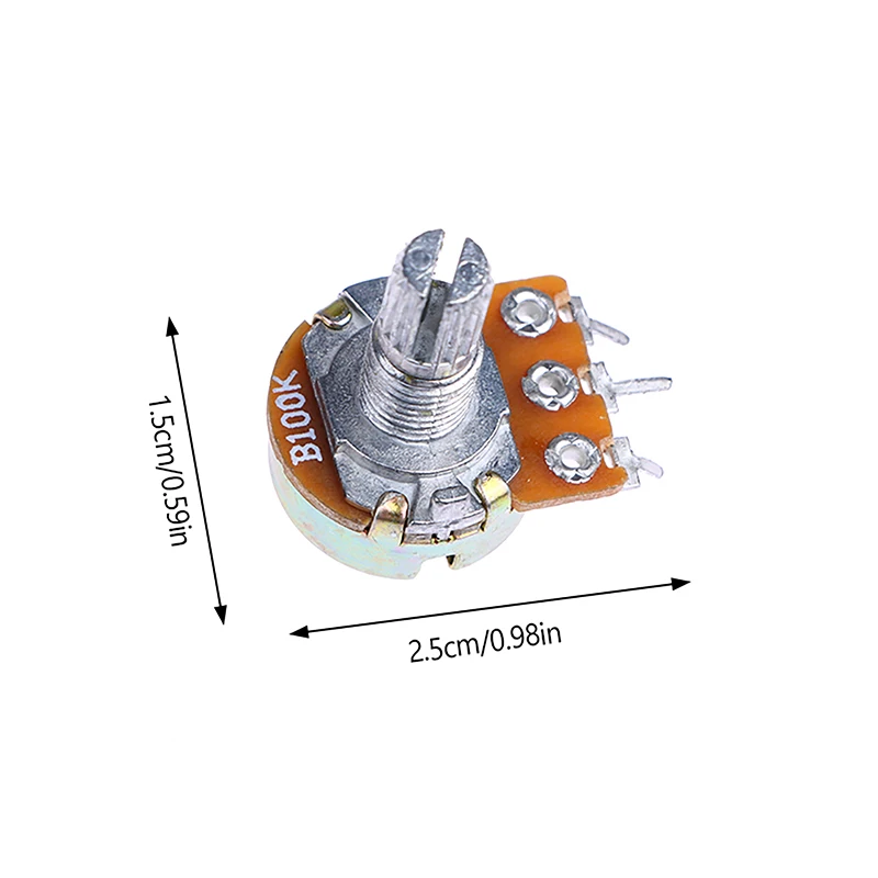 Kit de potenciômetro linear com porcas e arruelas, WH148, B1K, B10K, B50K, B100K, B1M, 3Pin, eixo de 15mm, novo, 10pcs