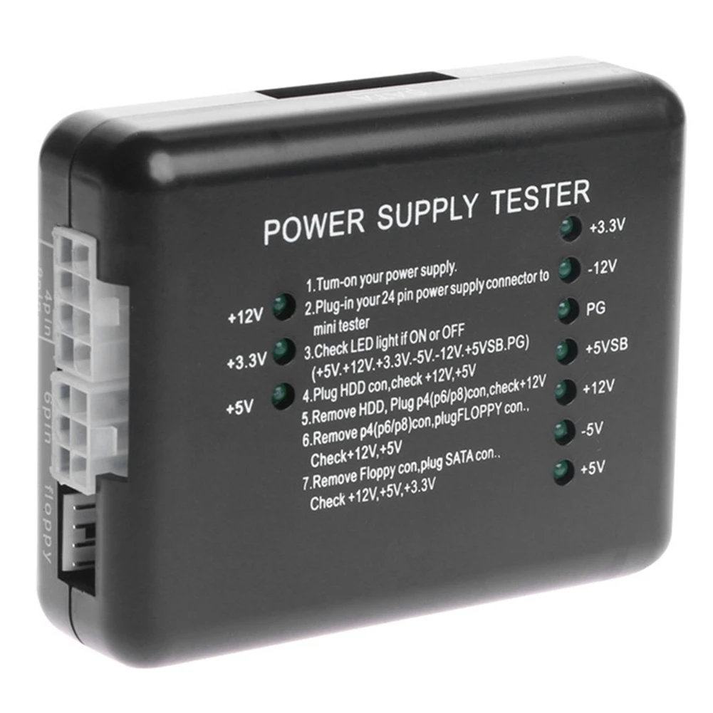 PC 20 24 Pin Power Supply Tester Checker LED for PSU ATX SATA HDD Meter Measuring 12V 5V 3.3V-A62I