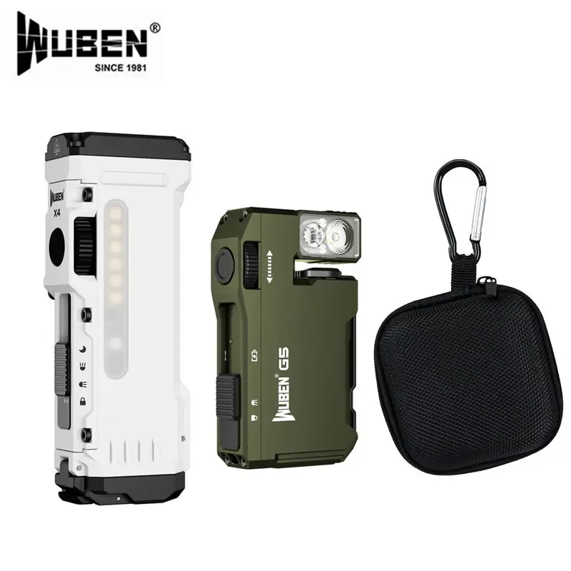 WUBEN G5 & X4 EDC Taschenlampe Wiederaufladbare Tragbare Wasserdichte Fackel Mit RGB-Lichtern und Magnetischem Ende Gratis Geschenk G5 Aufbewahrungsbox