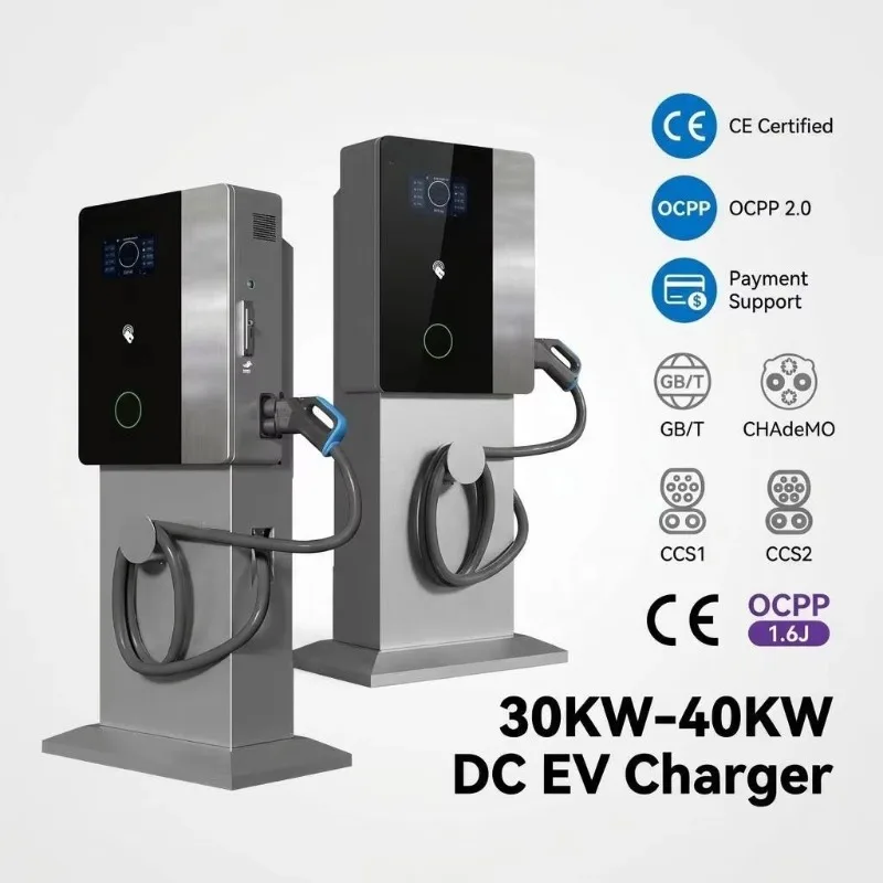 30kW 40kW DC Fast EV Charger Wallbox Wall Mount Smart Charging Station OCPP 1.6J IP55 Waterproof for Electric Vehicles