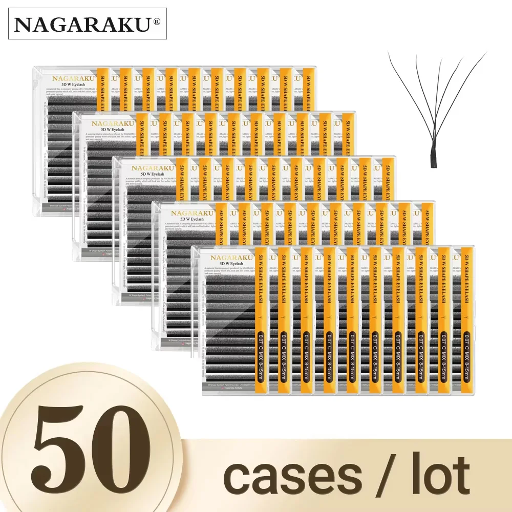

NAGARAKU 50 наборов W-образных 3D 4D 5D 6D 7D 8D готовых пучковых ресниц для наращивания, натуральные, мягкие, легкие, объемные, оптом