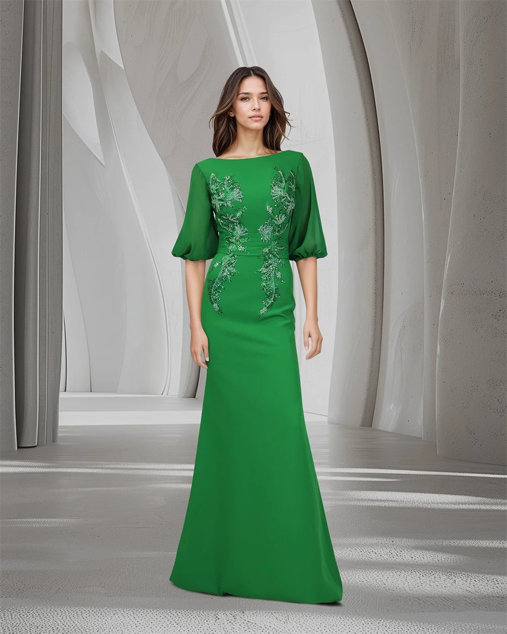 Customized Evening Dress Formal Saudi Arabia Bateau A-line Floor Length Skirts Knot Embroidery Bead Bespoke Occasion Dresses Pro