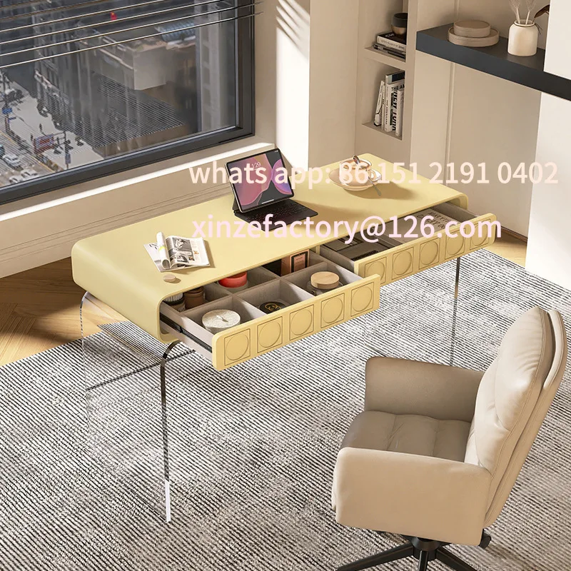 

Customizable Italian minimalist acrylic dresser painted all solid wood makeup table small apartment cream wind suspension