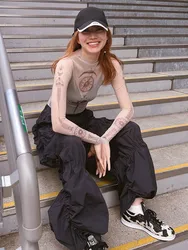 Mesh Printing Graphic T Shirts Streetwear See Through Y2k Clothes Slim Long Sleeve Crop Top Women Vintage Hot Ropa De Mujer