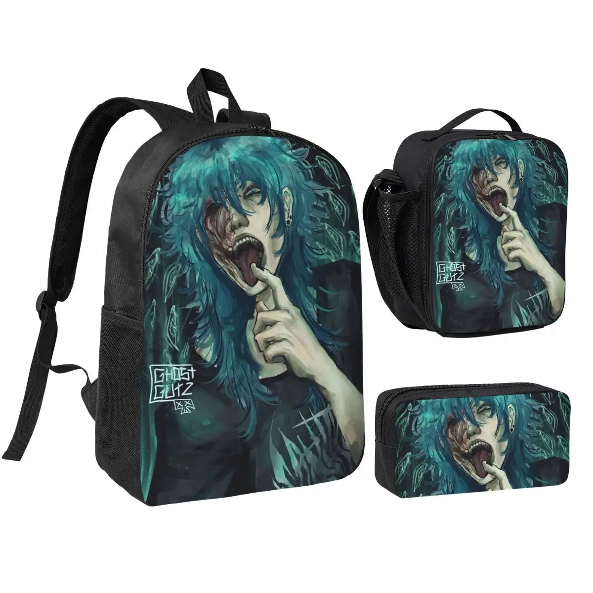 

Sally Face Game Anime SF Horror Sal Fisher Backpack Student BookBag School Bag Shoulder Bags 3ps Insulated Lunch Bag Pencil Case