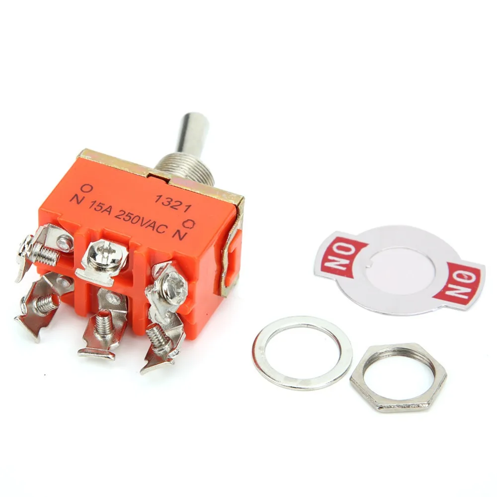 

10PCS Industrial E-TEN1321 Mini Toggle Switch 6 Pin AC 250V 15A Rocker Terminal Switch 2 Position 12mm ON ON Toggle Marine