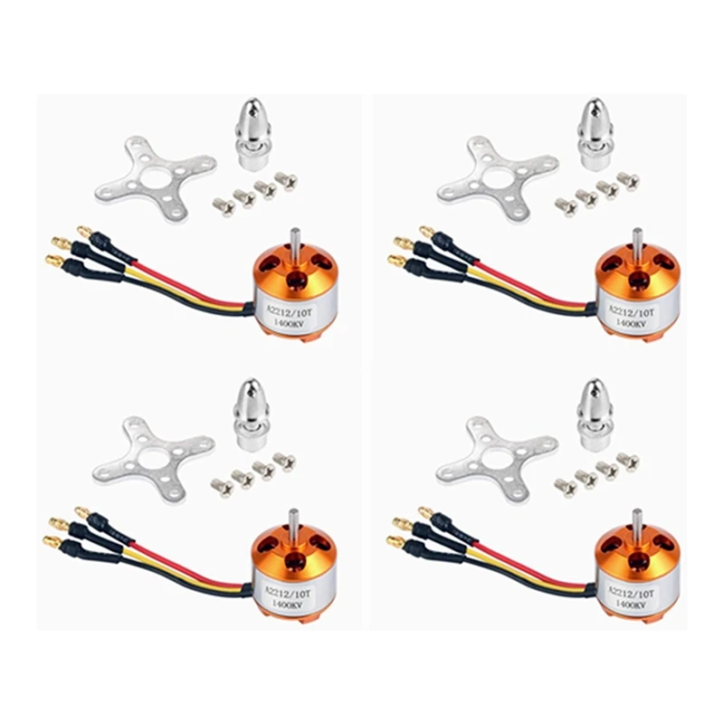 4 Uds 2212 1400KV piezas de Motor Outrunner sin escobillas con montaje 10T para aviones RC/Kmulticopter 4/6 eje Quadcopter UFO