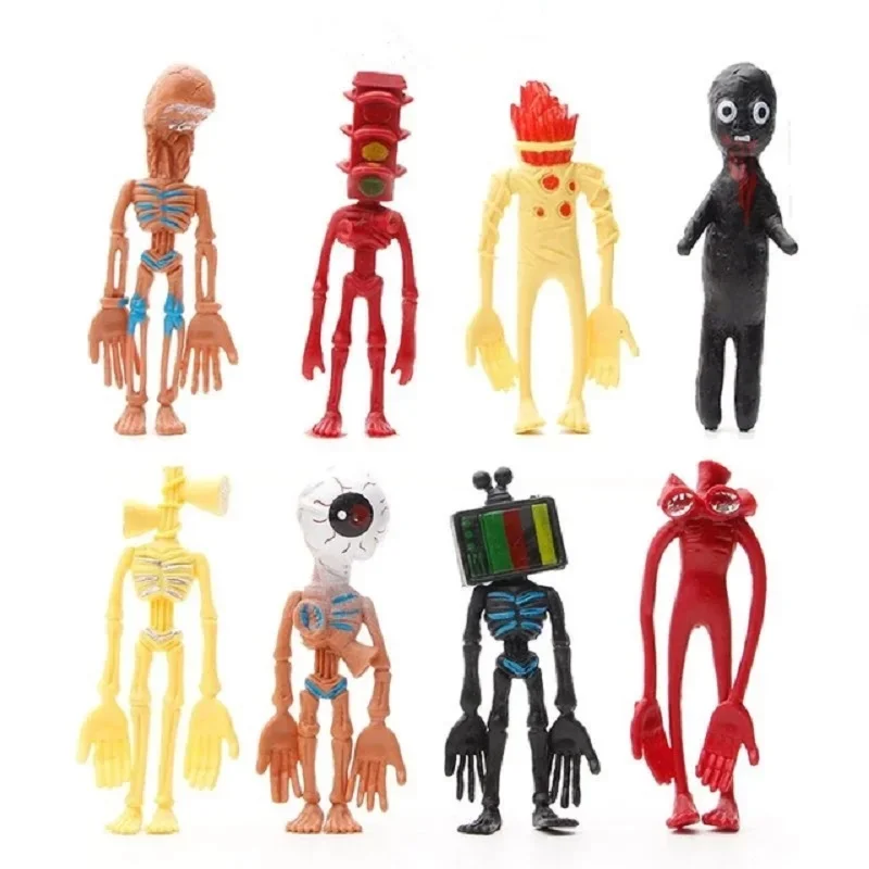 8pcs/set Anime Siren Head Action Figure Toy Sirenhead Foundation Scp 6789 Horror Model Doll 10cm For Children Gift