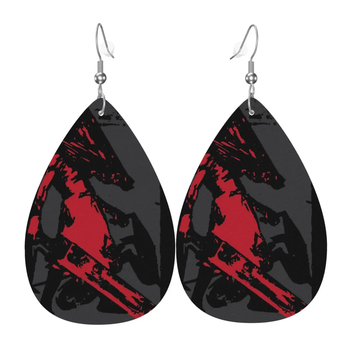 

Custom Drop Dangle Earrings Game Silent Hill Leather Teardrop Earrings Horror Movie PVC Leather for Gifts Dainty Jewelry