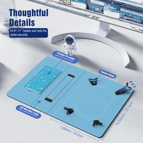 Imagen 2 del producto Funda Universal para tableta Android de 10,1 pulgadas con lazo para bolígrafo, funda ligera con soporte plegable y correa de mano para todas las tabletas de 9 a 11 pulgadas