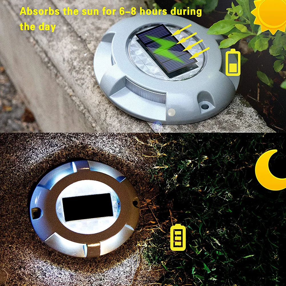 

Solar Led Road Stud Light 4 Led Aluminum Ground Lamp Blue Auto On/Off For Driveway Deck Pathway Outdoor Safety Marker