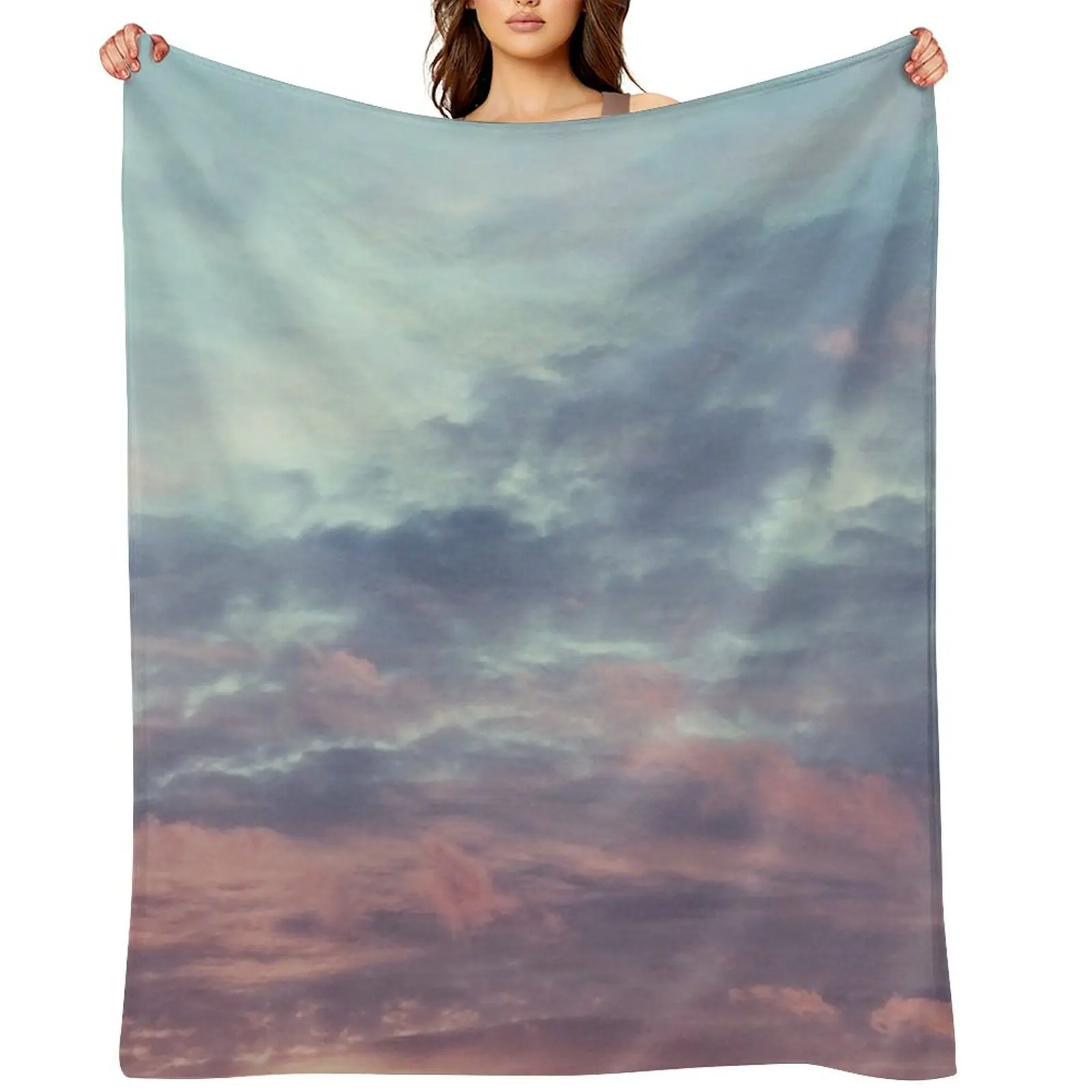 Pink Purple and Blue Summer Sunset Throw Blanket Picnic Soft Big Vintage Decorative Throw Blankets