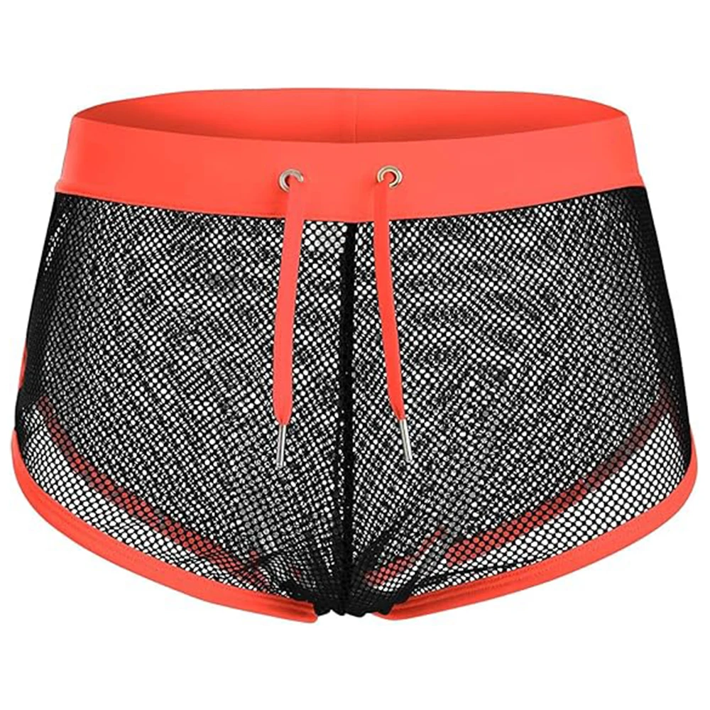 Zonbailon Men's Mesh Shorts,Sexy Fishnet Boxer Underwear,See Through Openwork Boxers For Men