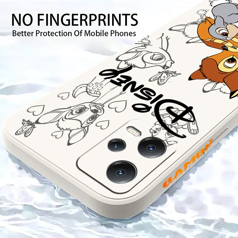 Disney Bambi Luxury Cartoon Liquid Left Rope For Xiaomi Redmi Note 12 12S 12R 11 11T 11S 10 10S 9 8 8T Pro Plus 5G Funda