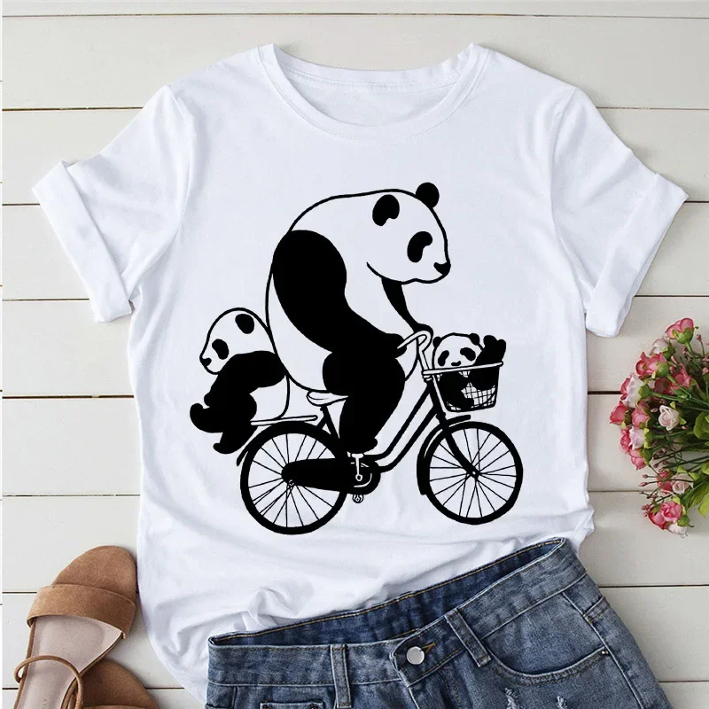 Summer Tshirts Cartoon T Shirt Women Kawaii Panda Yoga Print Graphic T Shirts  Oversized T Shirt  Aesthetic Clothes