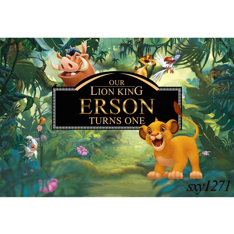 Пользовательские фоны «Король Лев» для фотографии, лесные зеленые листья, фон для вечеринки в честь дня рождения для мальчиков, поставщик фотостудии