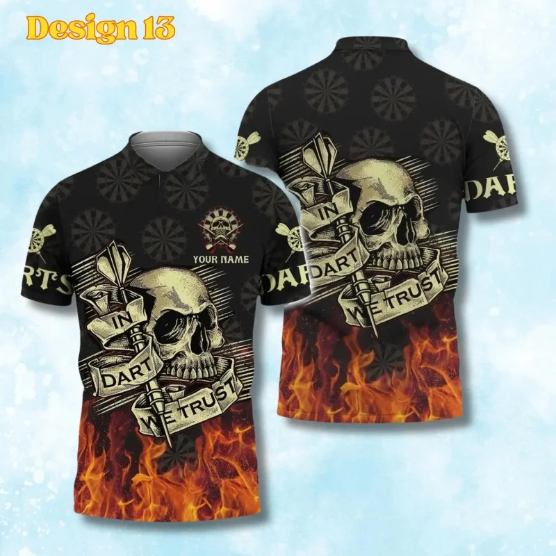 

3D Printed Bull Skull Flame Polo Shirt For Men Customized Darts Pattern Tees Summer Loose Sport Short Sleeve Tops Lapel T-Shirts