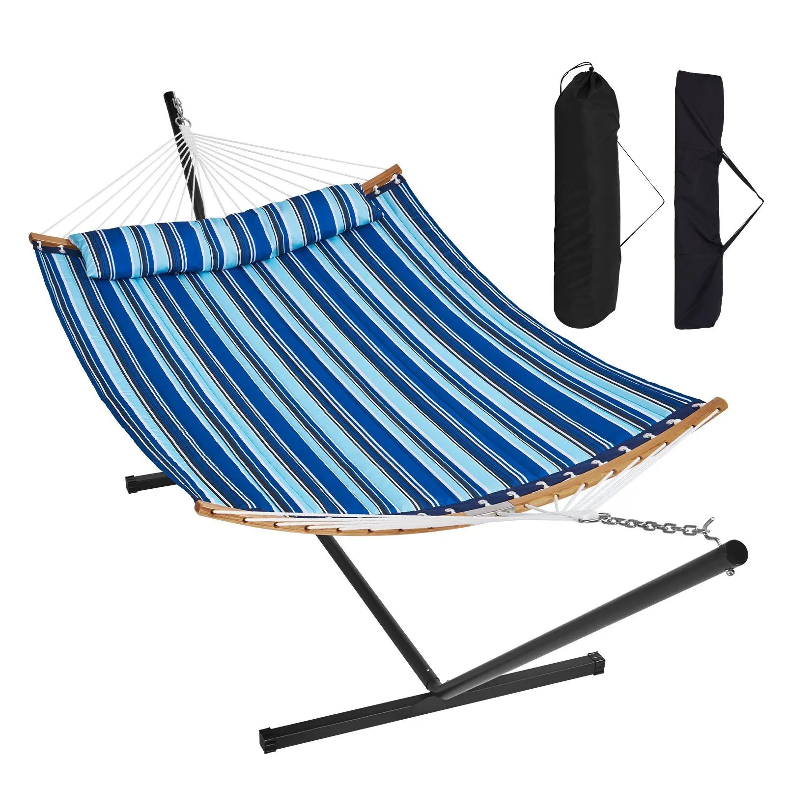 VEVOR Two Person Hammock with Stand Included and Detachable Pillow and Portable Carrying Bag 480lb Capacity